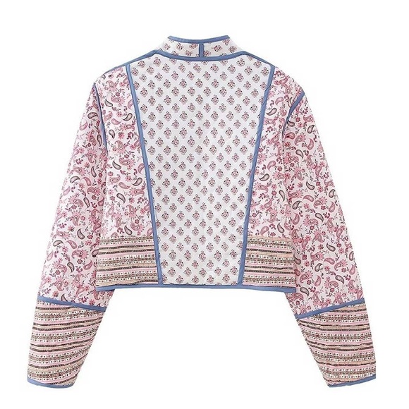 Sundayup Women's Paisley Print Reversible Cropped Jacket - Picture 5 of 14